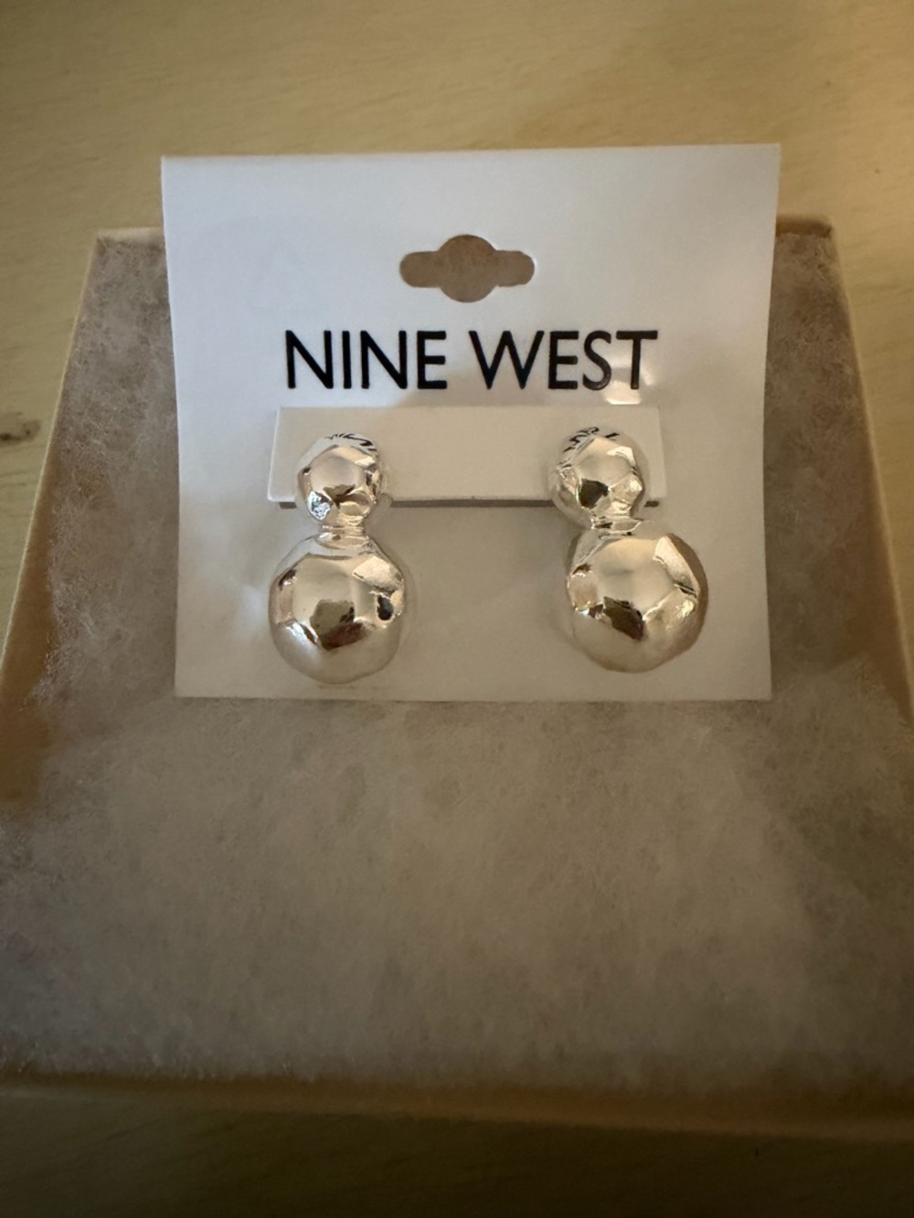 Nine West Polished Silver Double Drop Earrings